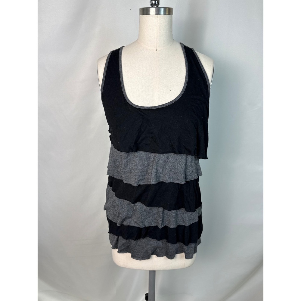 Mudd Women Large Tiered Ruffle Racerback Tank Top Scoop Neck Y2K Summer‎ Whimsy
